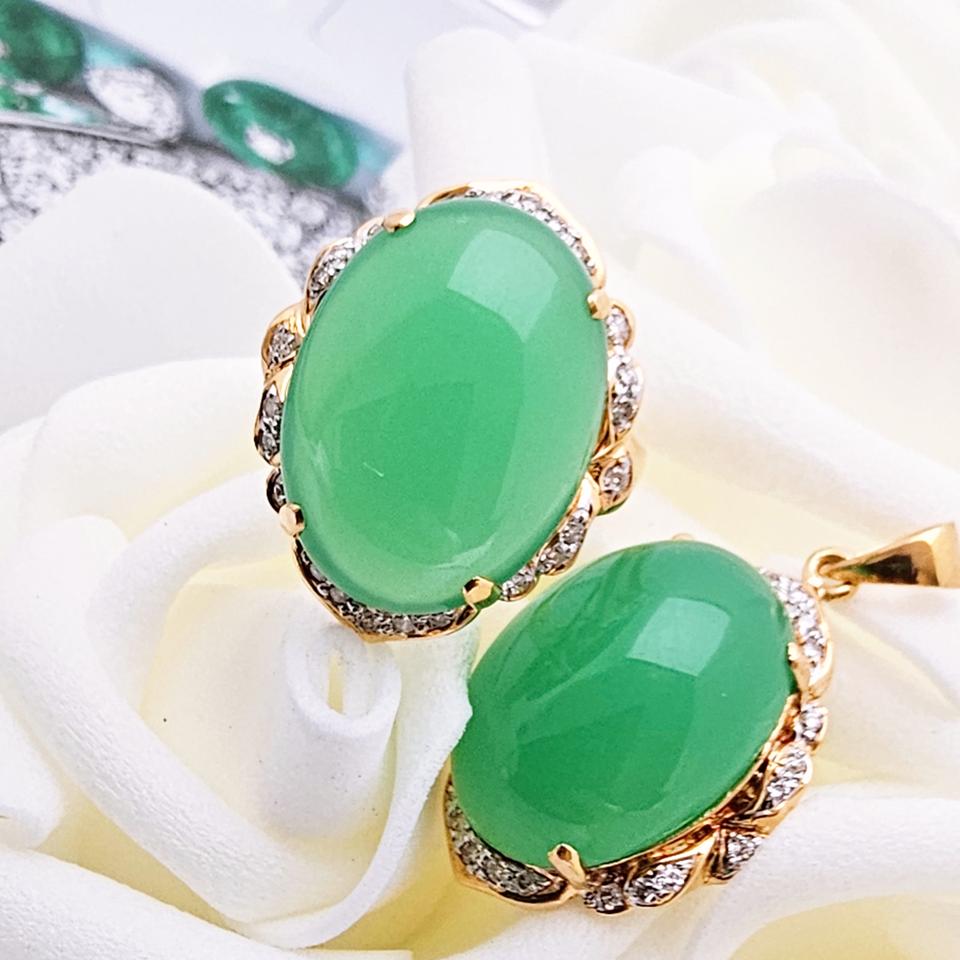 18k 비취 다이아 반지  펜던트