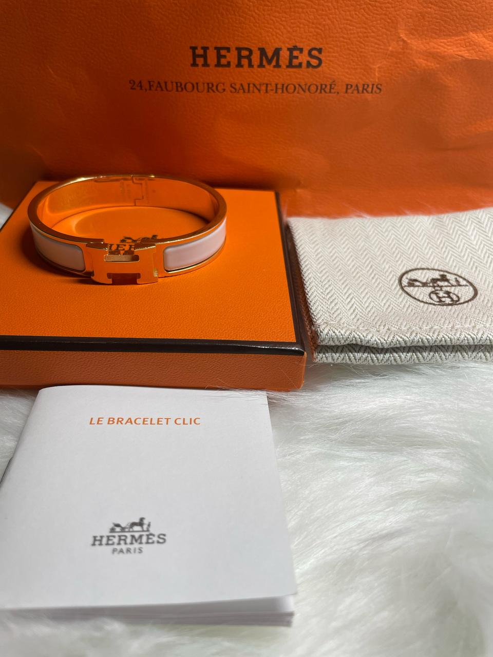 (정품/PM)에르메스 클릭아슈 팔찌 화이트골드