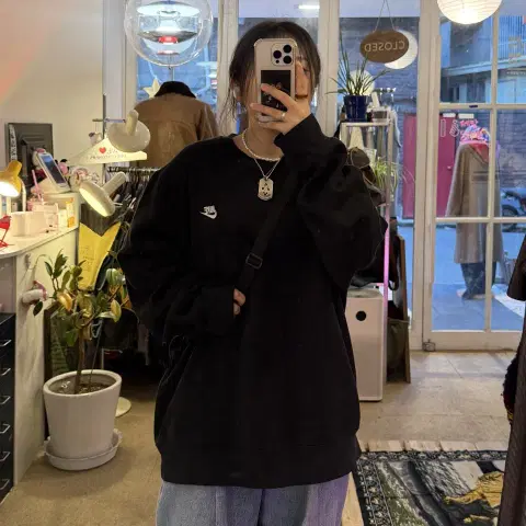 (정품) 나이키 오버사이즈 블랙 맨투맨 [XXL]