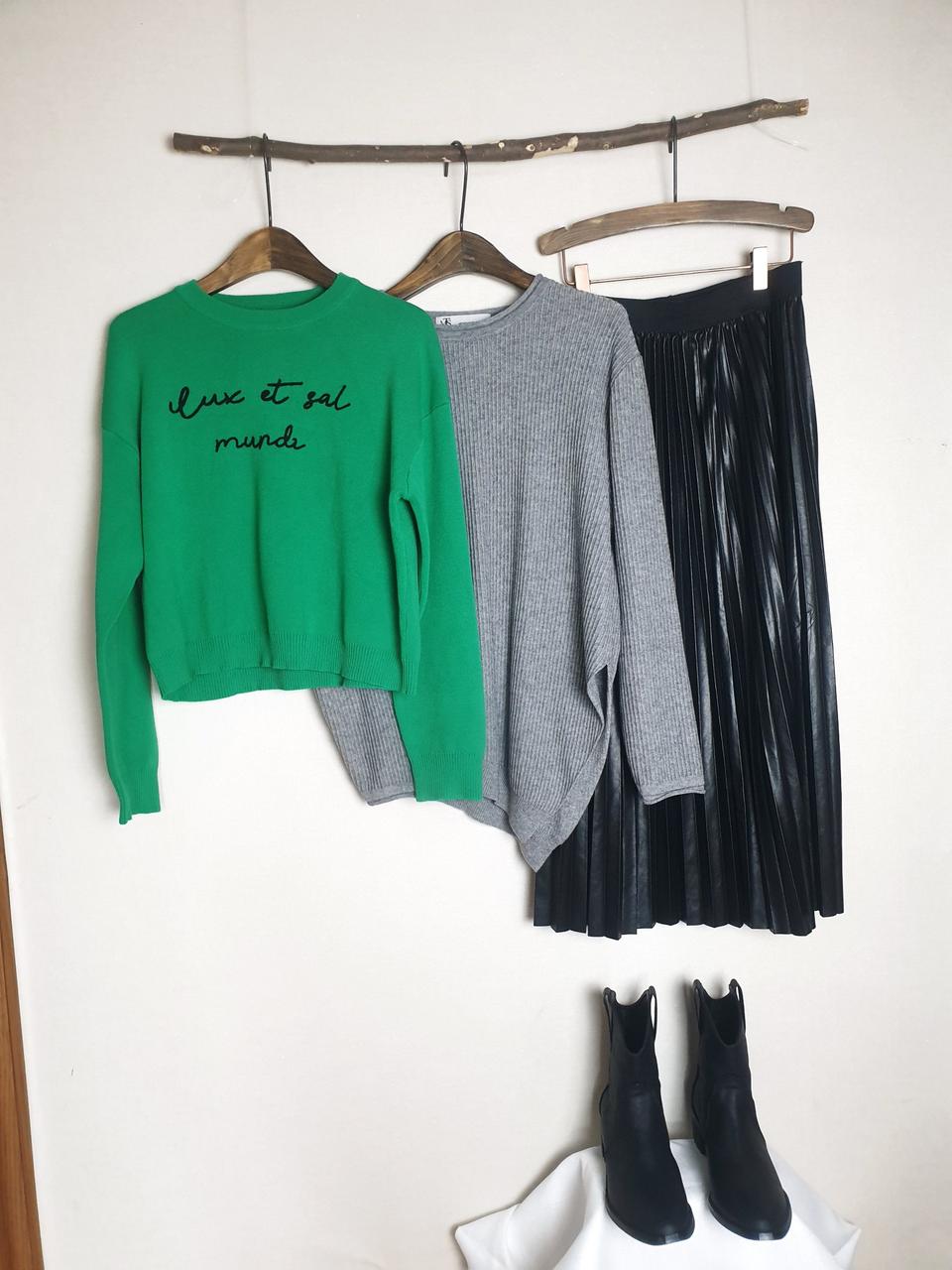 니트2+레더주름스커트66