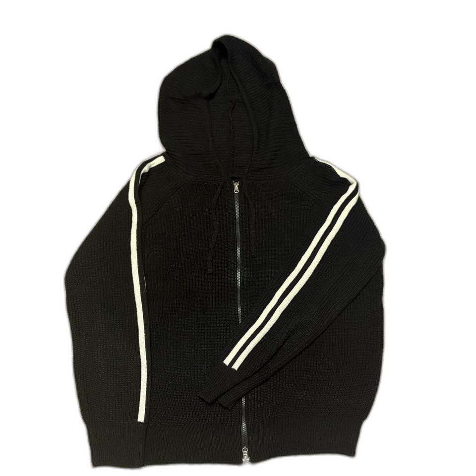 투웨이 오버핏 니트후드집업