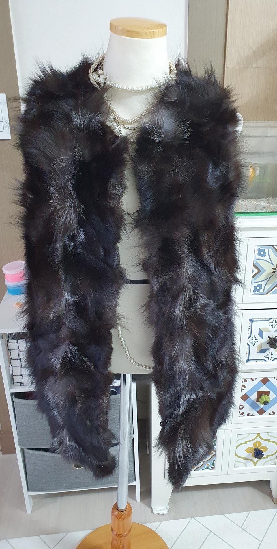 천연 폭스퍼 100% 여성 베스트 조끼 55사이즈