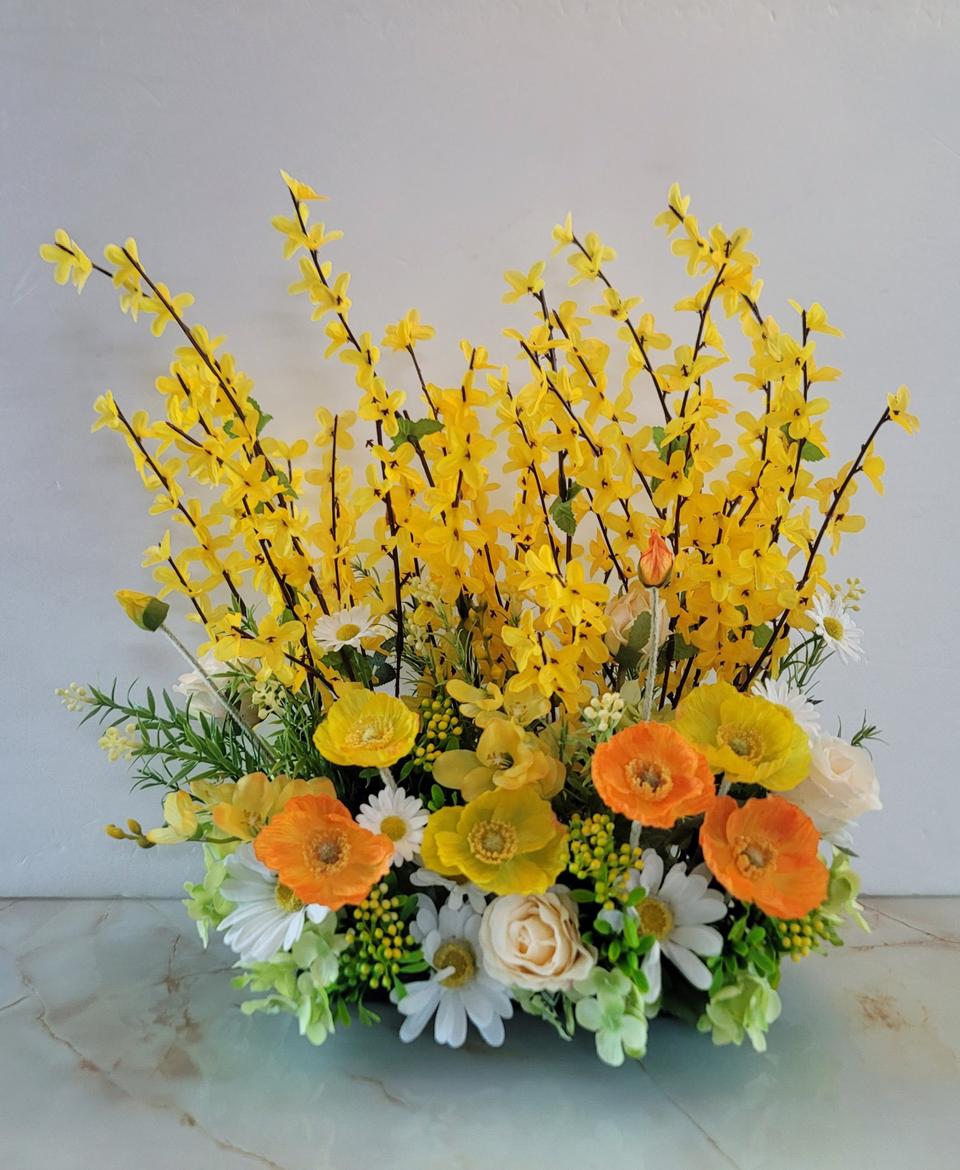 고급 개나리꽃  센터피스 조화/인테리어소품