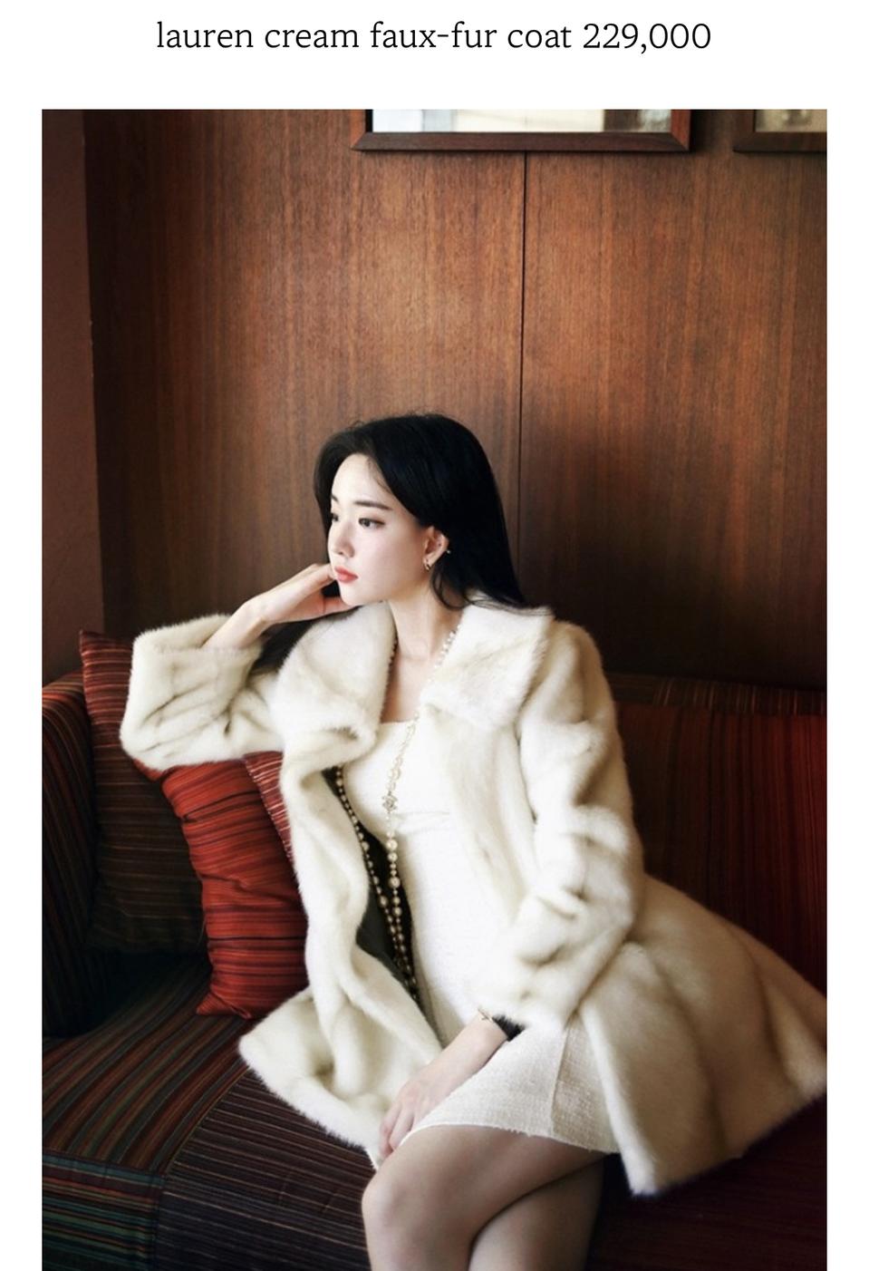 밀크코코아퍼코트 lauren cream faux-furcoat