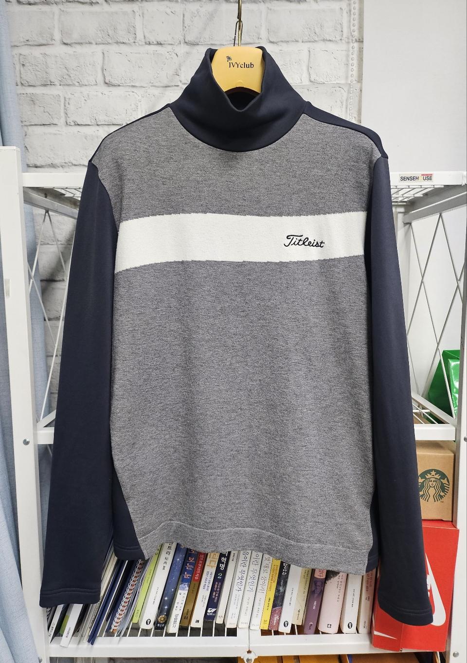 타이틀리스트 남성 니트 골프티셔츠 100 하이넥 하이브리드 MJ88