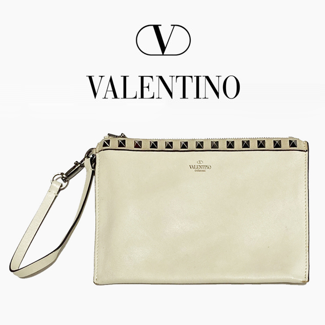 [정품] VALENTINO 발렌티노 락스터드 카프스킨 소가죽 클러치백
