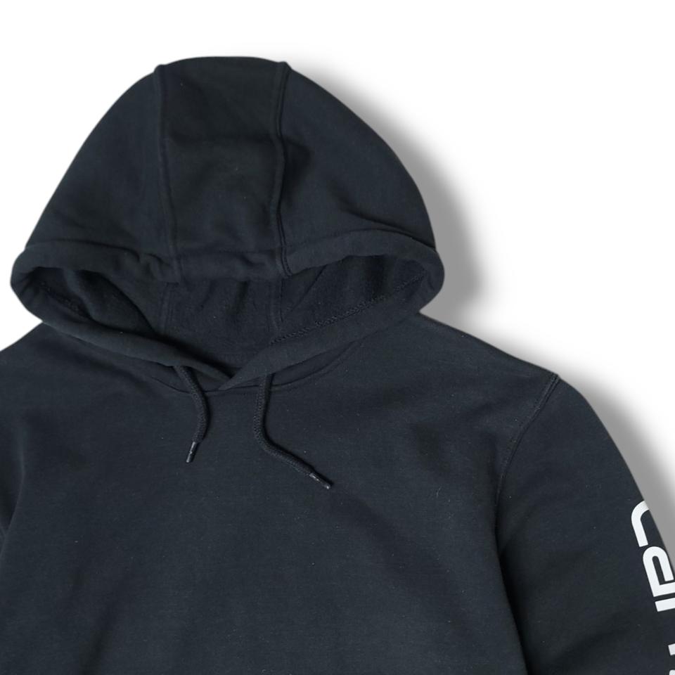 [M] 칼하트 블랙 미드웨이트 로고 기모 후드티셔츠