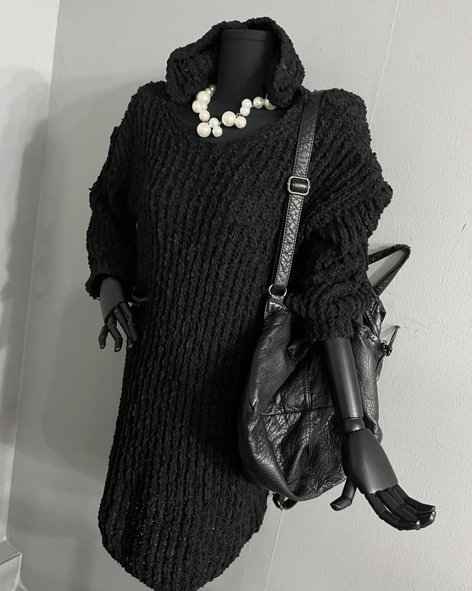 올블랙니트후드원피스/니트후드원피스/후드원피스/니트원피스