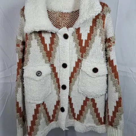 여성 오버핏 뽀글이 니트 카디건