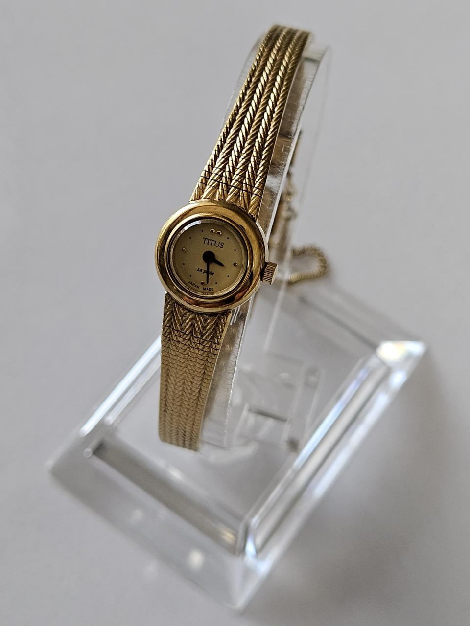 빈티지 Titus 여성용 올금장 메탈 시계