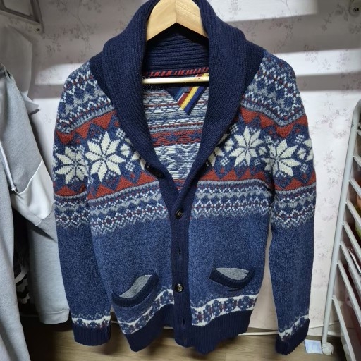 타미힐피거 M 스웨터 노르딕 가디건 희긔 빈티지 아우터