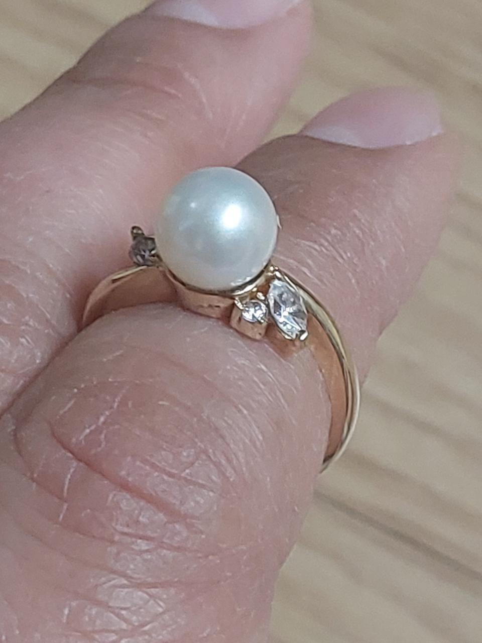 천연 진주 반지 14k  11호