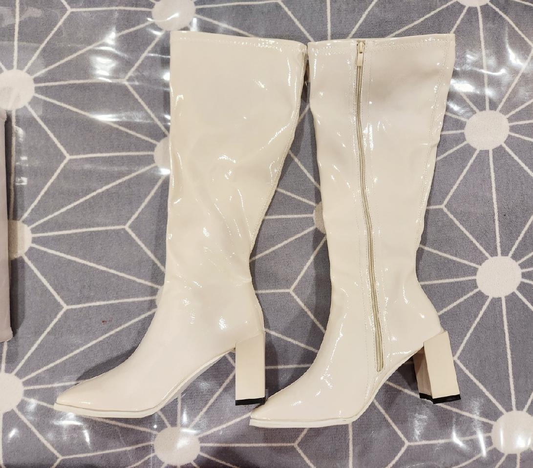 에나멜 아이보리 롱부츠 (한번신음)