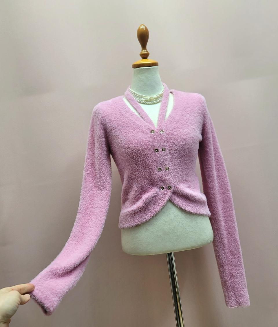 보들 넥포인트 퍼 니트