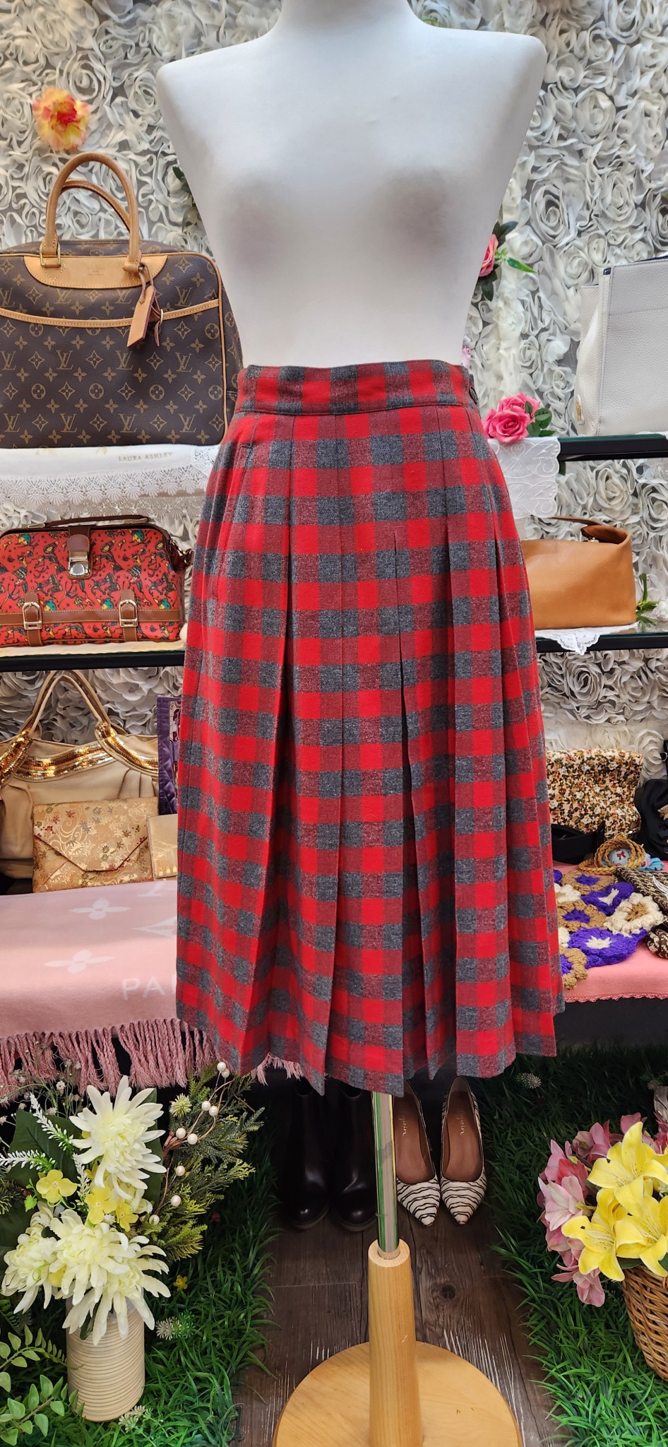 LUI CHANTANT 모100% 플리츠 스커트