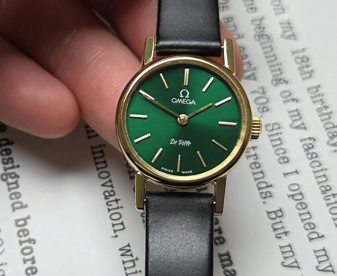 빈티지 오메가 드빌 동전코인 썬레이그린 수동 메커니컬 여성용