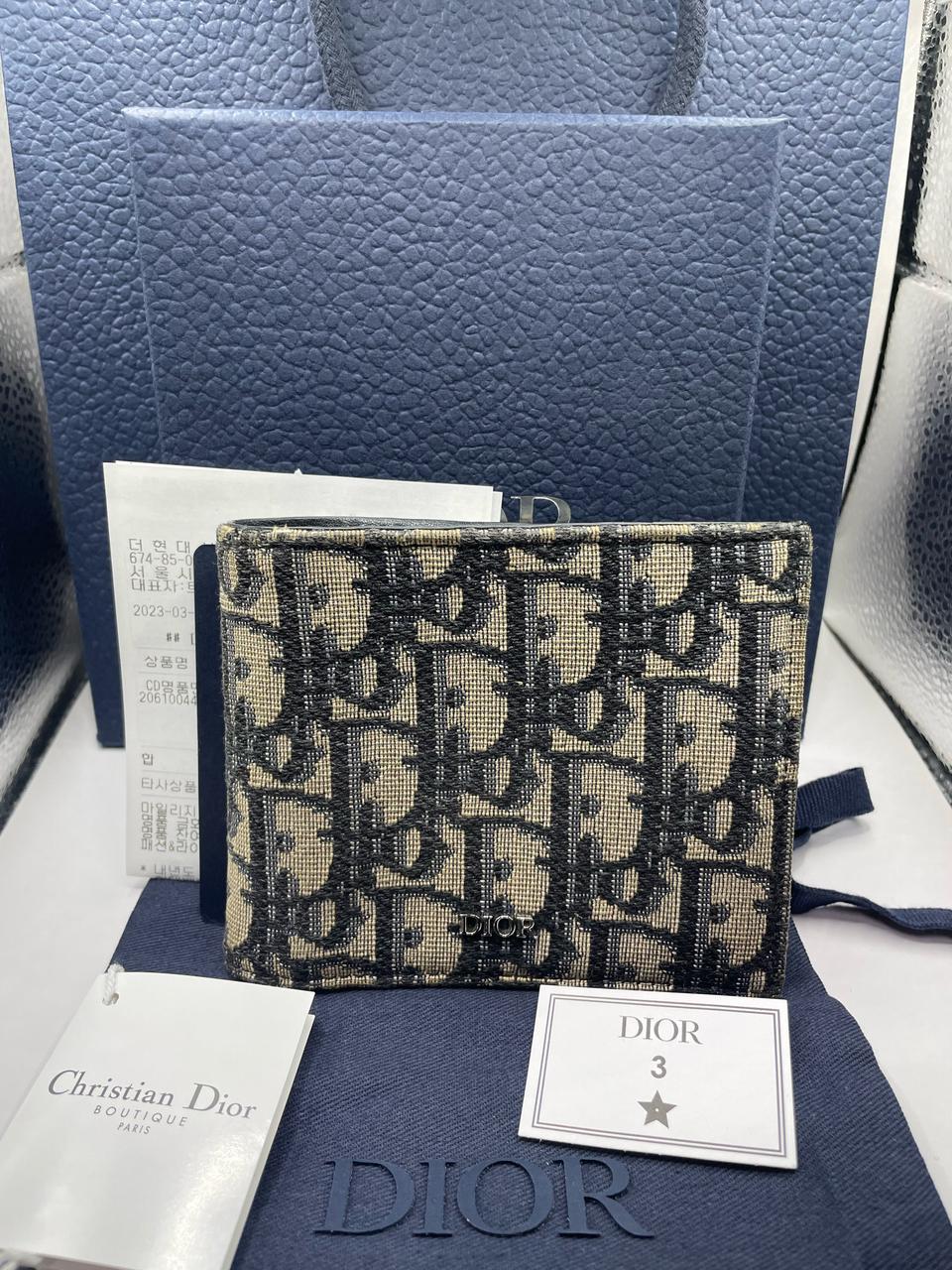 디올 오블리크 반지갑 베이지