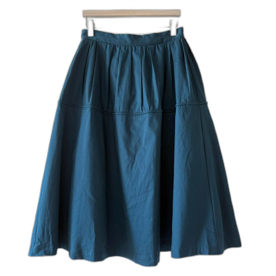 린넨혼방 청록 롱 플레어 스커트 F