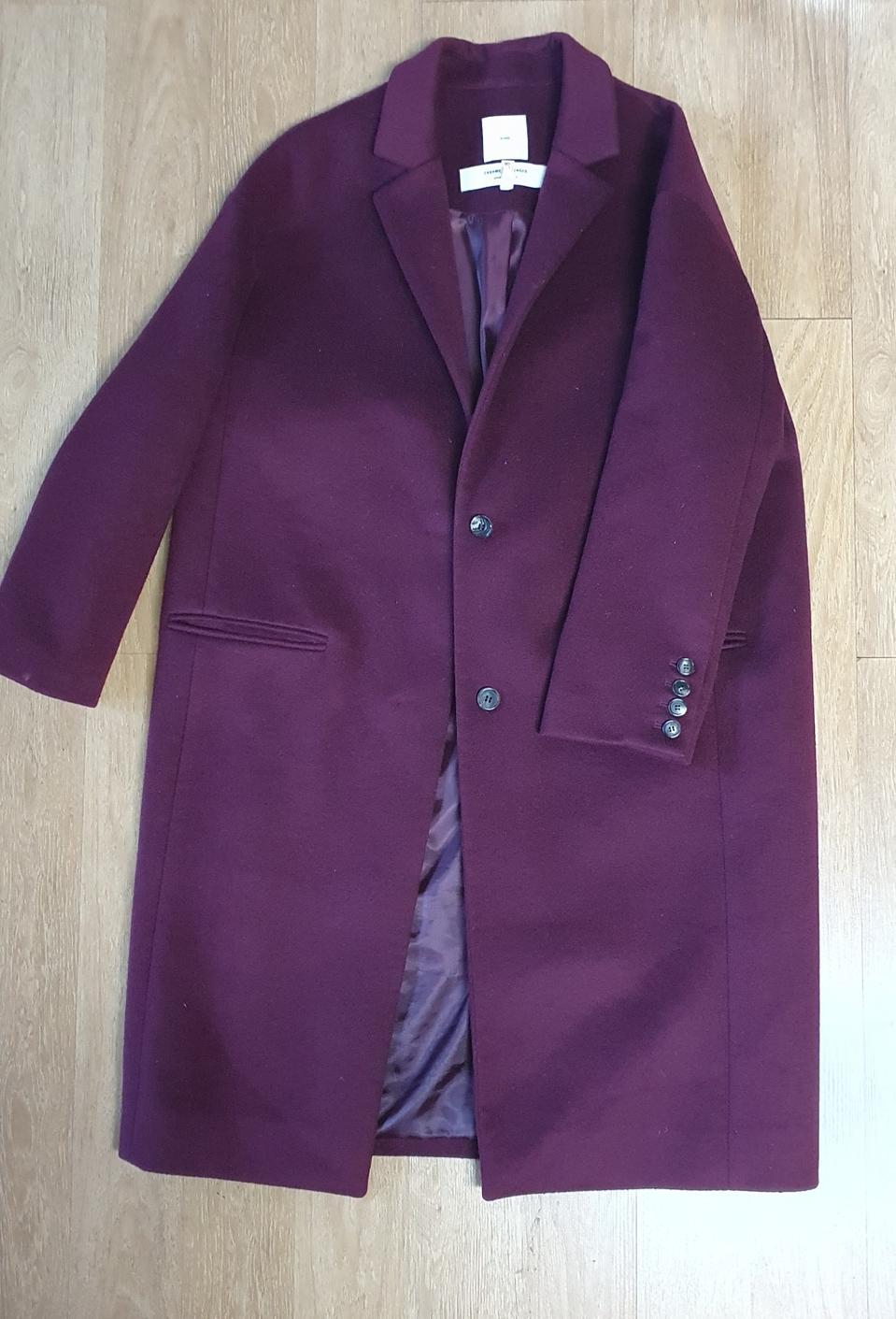 구호코트55사이즈와인색상촉감아주부드러워요모87%캐시미어12%