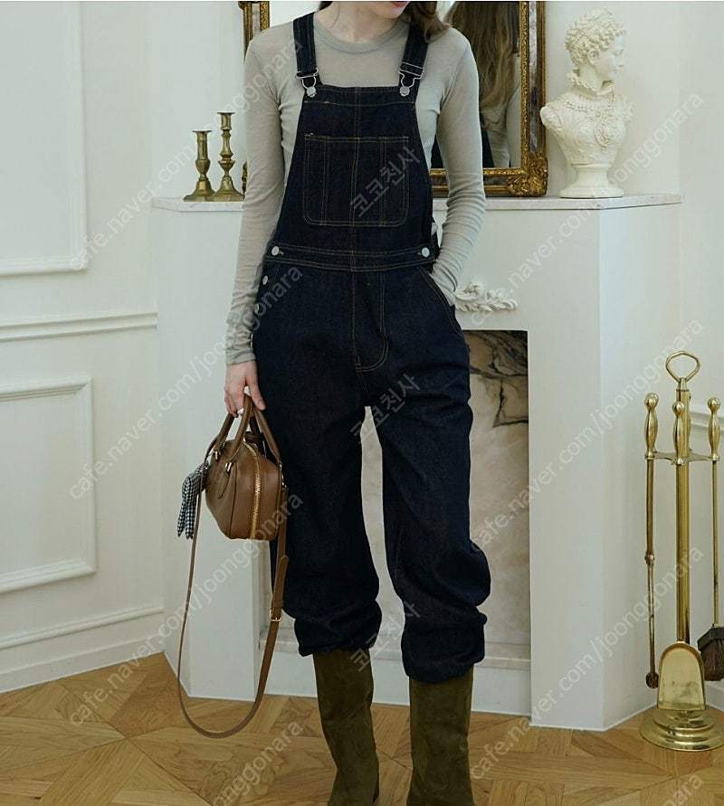 고퀄 데님 오버롤 점프수트 와이드팬츠 통바지 멜빵바지 청바지 롤업 진청F