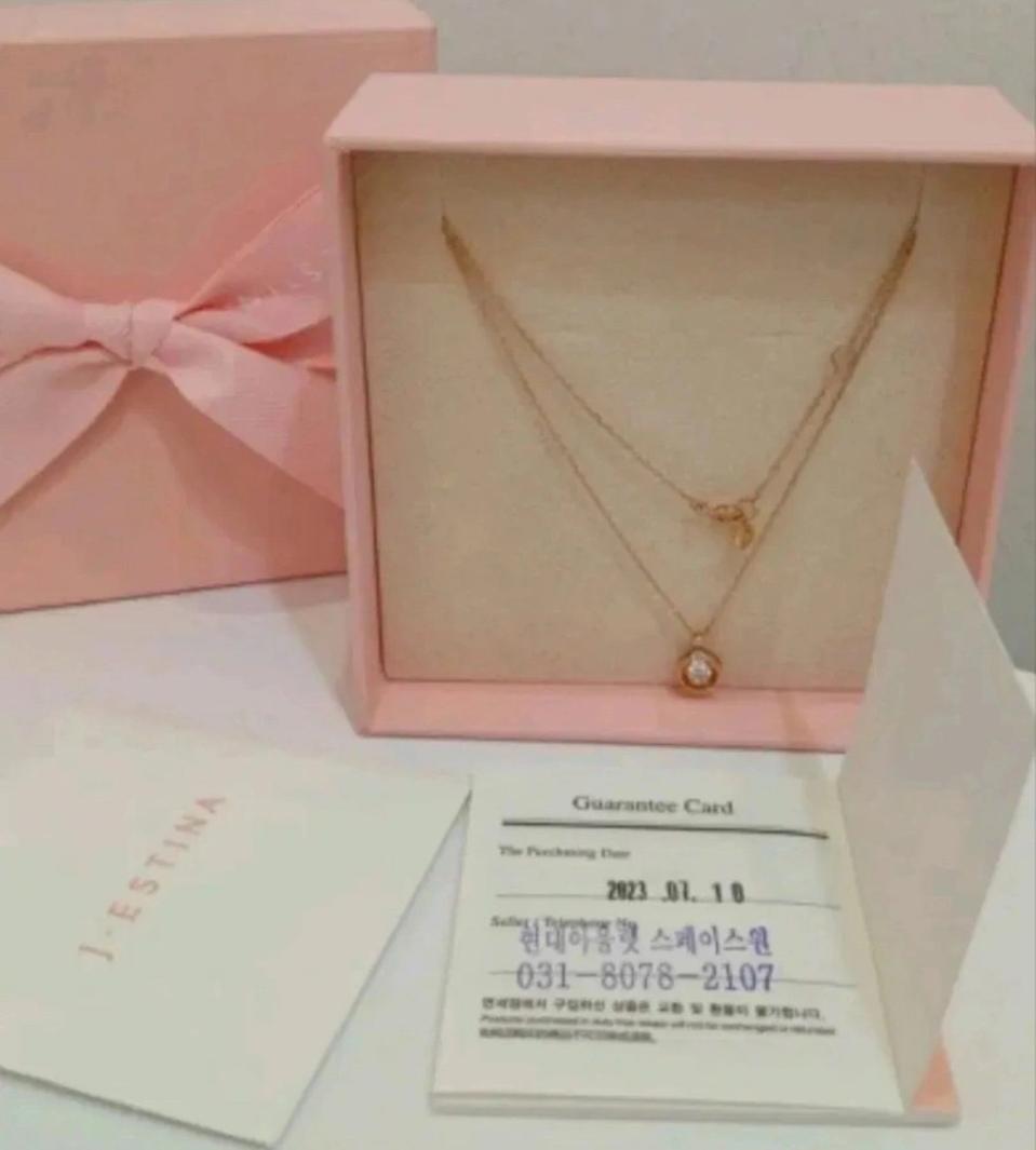 14k 제이에스티나 댄싱큐빅 목걸이