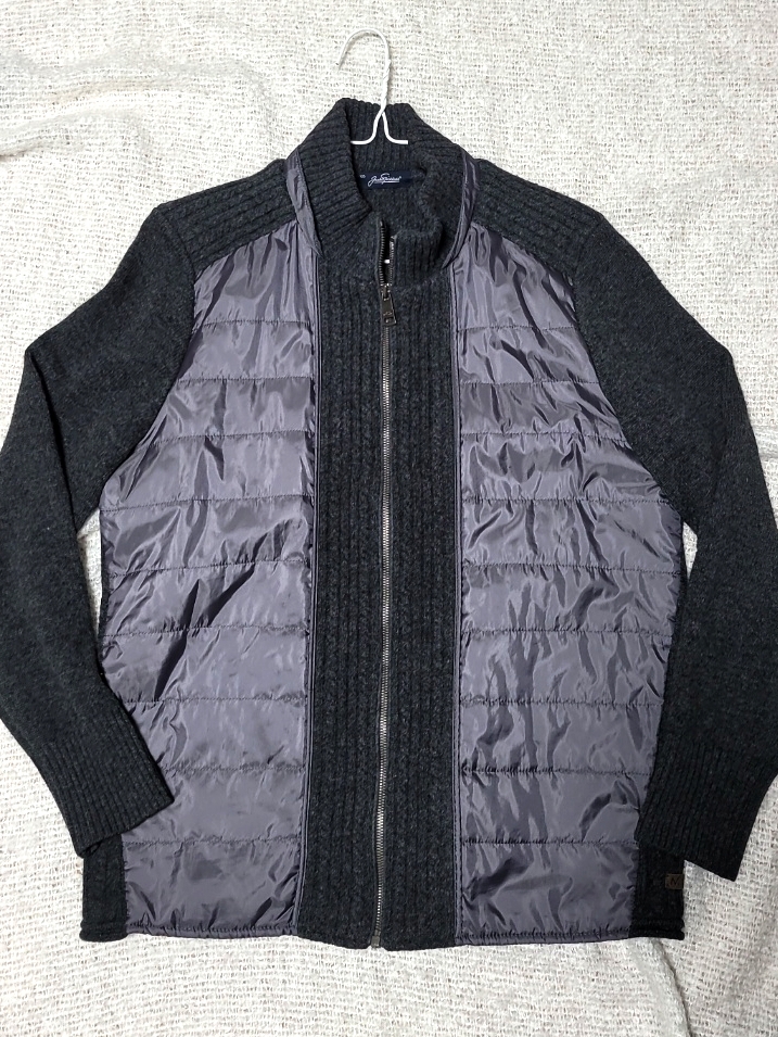 [잭니클라우스] 골프 니트 믹스 패딩 자켓 그레이