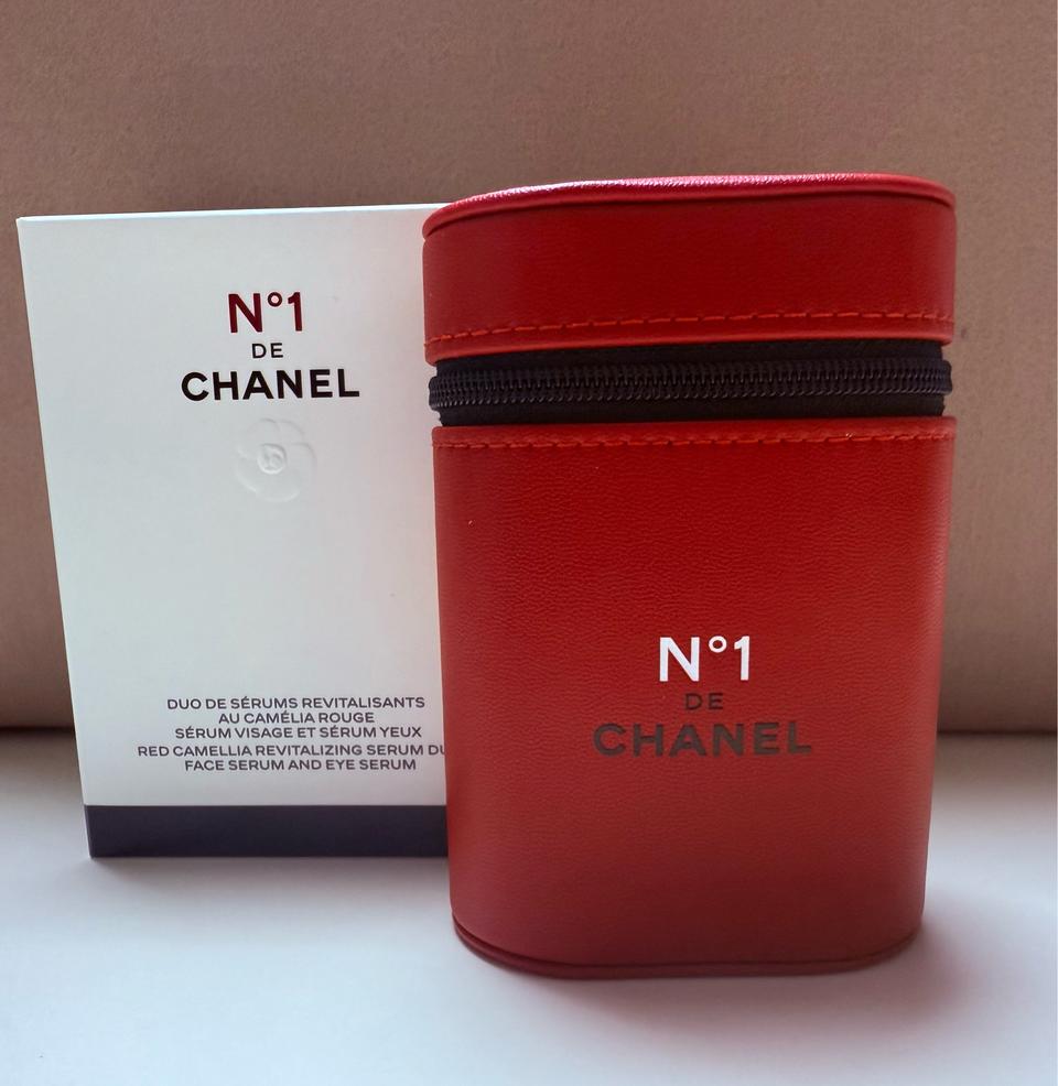 샤넬 미니 에코가죽 레드 파우치