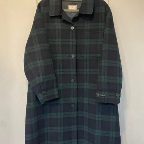 ZISHEN 타탄체크 핸드메이드 코트 모 혼방