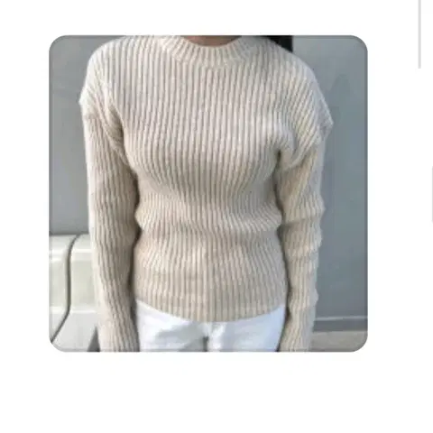 골지 라운드 니트 - 베이지