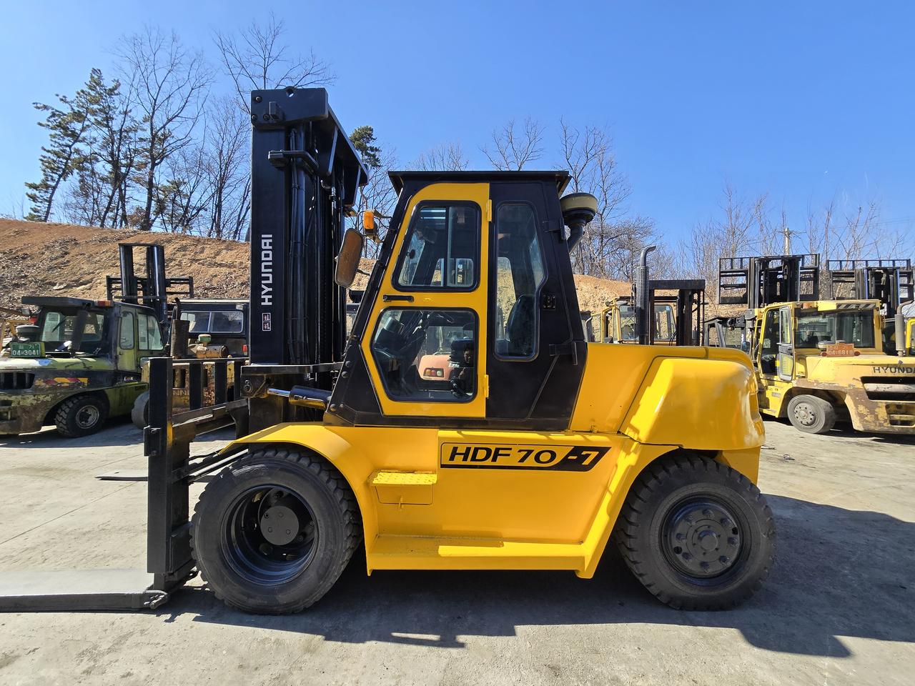 현대 7톤 3단마스트 6M 인상 자동발 캐빈 디젤지게차