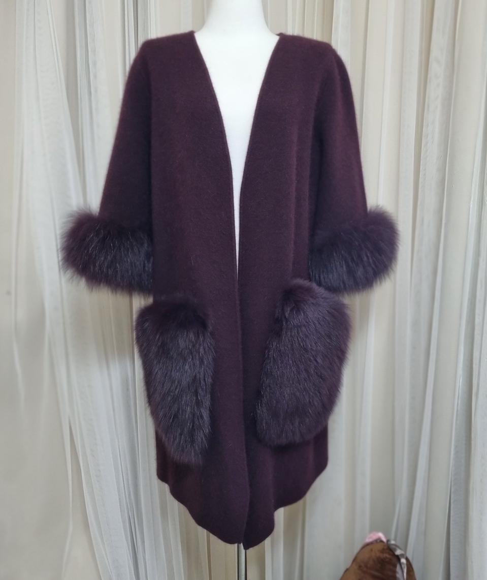 퍼 트리밍 숄가디건