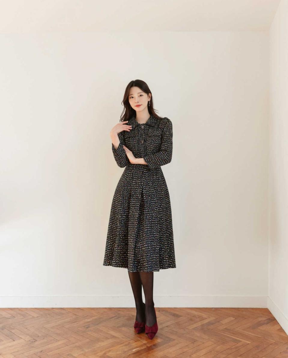 시크라인 트위드 원피스