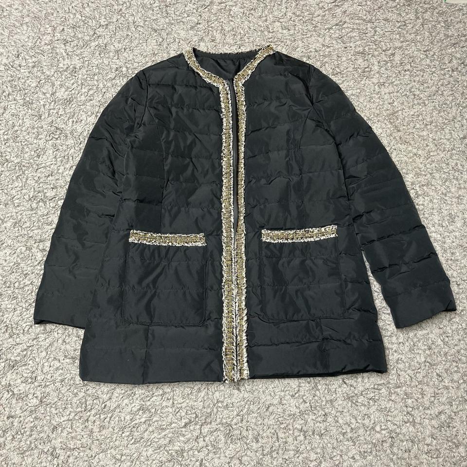 트위드 트리밍 경량 다운 자켓