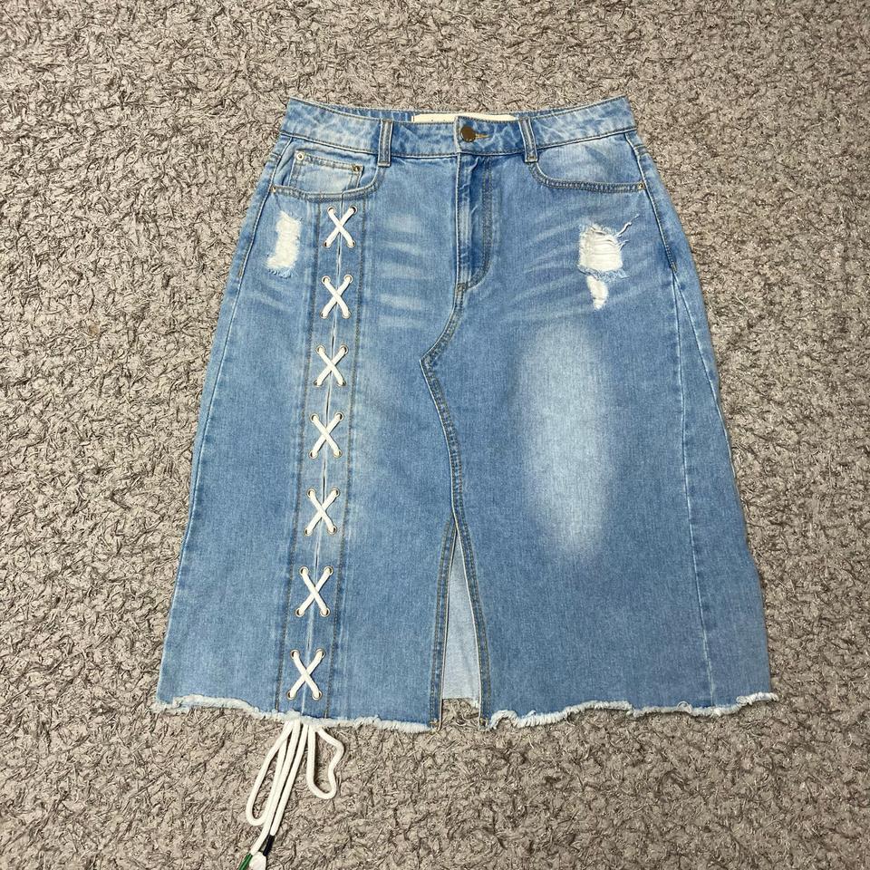 쥬시쥬디 스트랩 데님 스커트