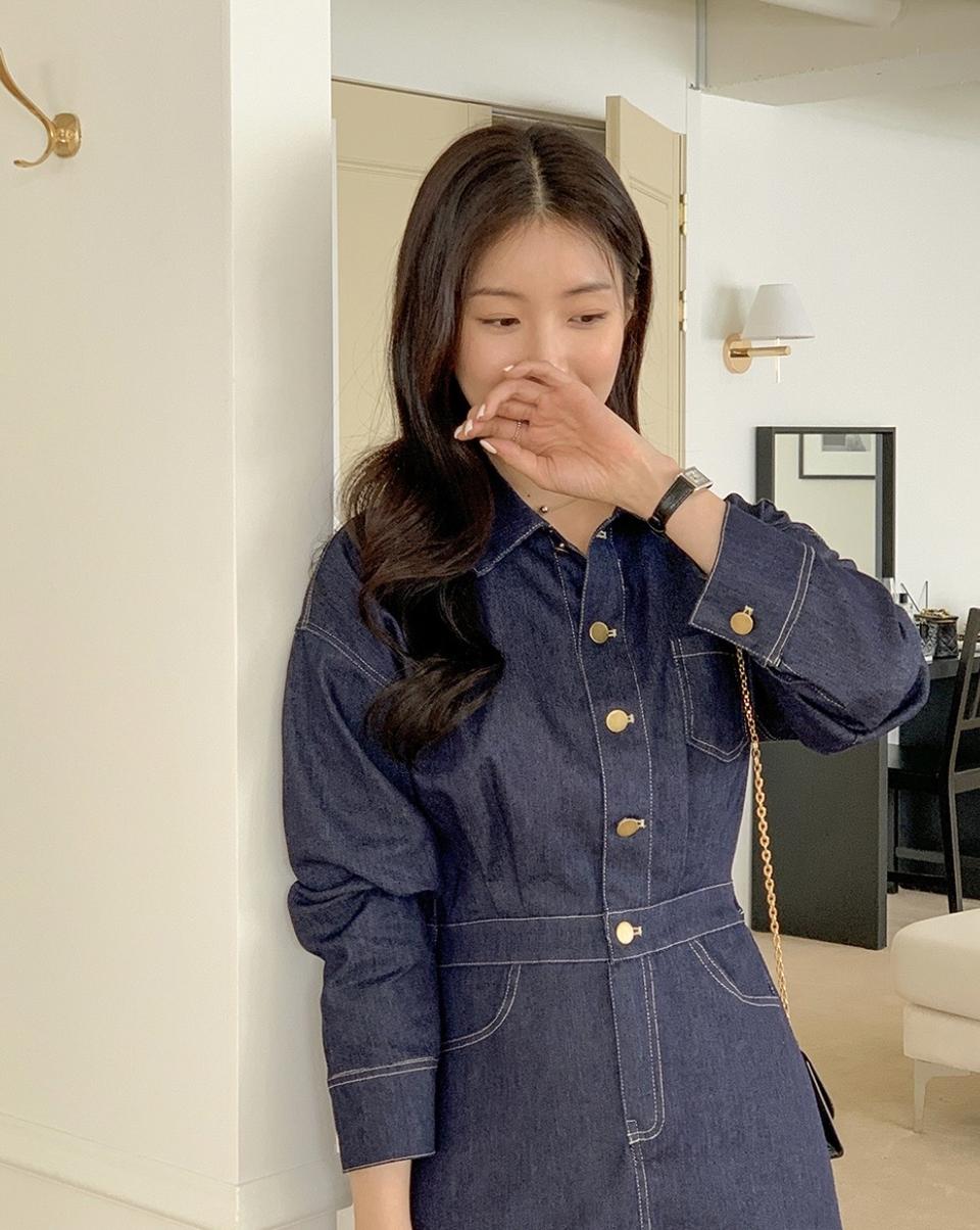 긴팔데님원피스