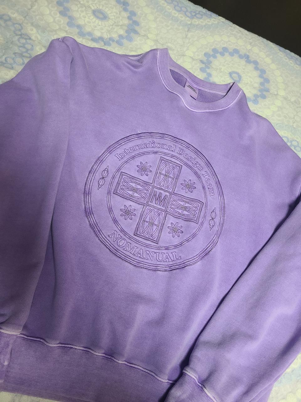 노매뉴얼 EBM 자수 퍼플 맨투맨 L