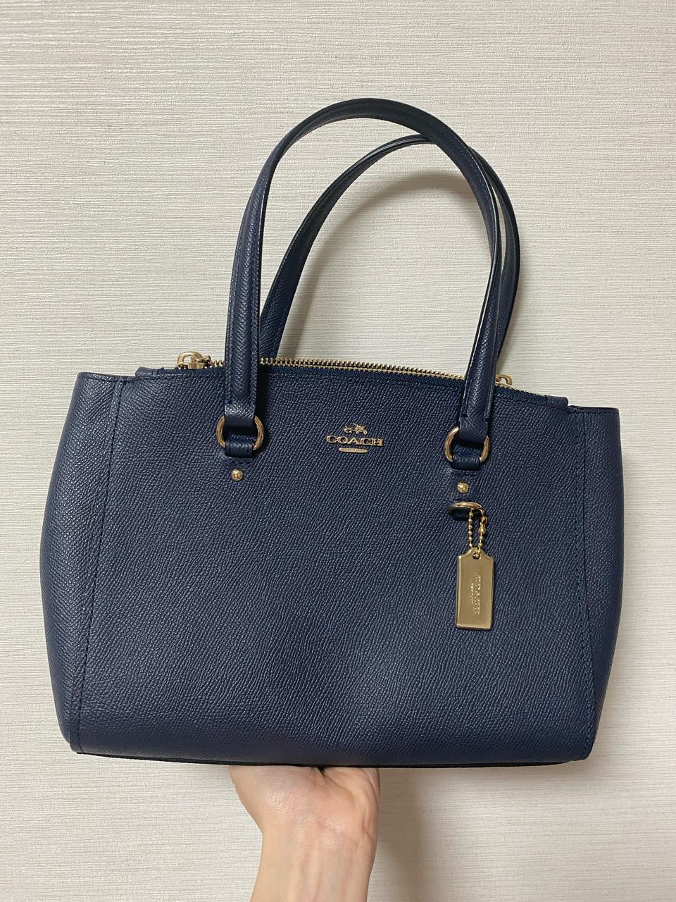 코치 가죽 네이비 크로스백 토트백