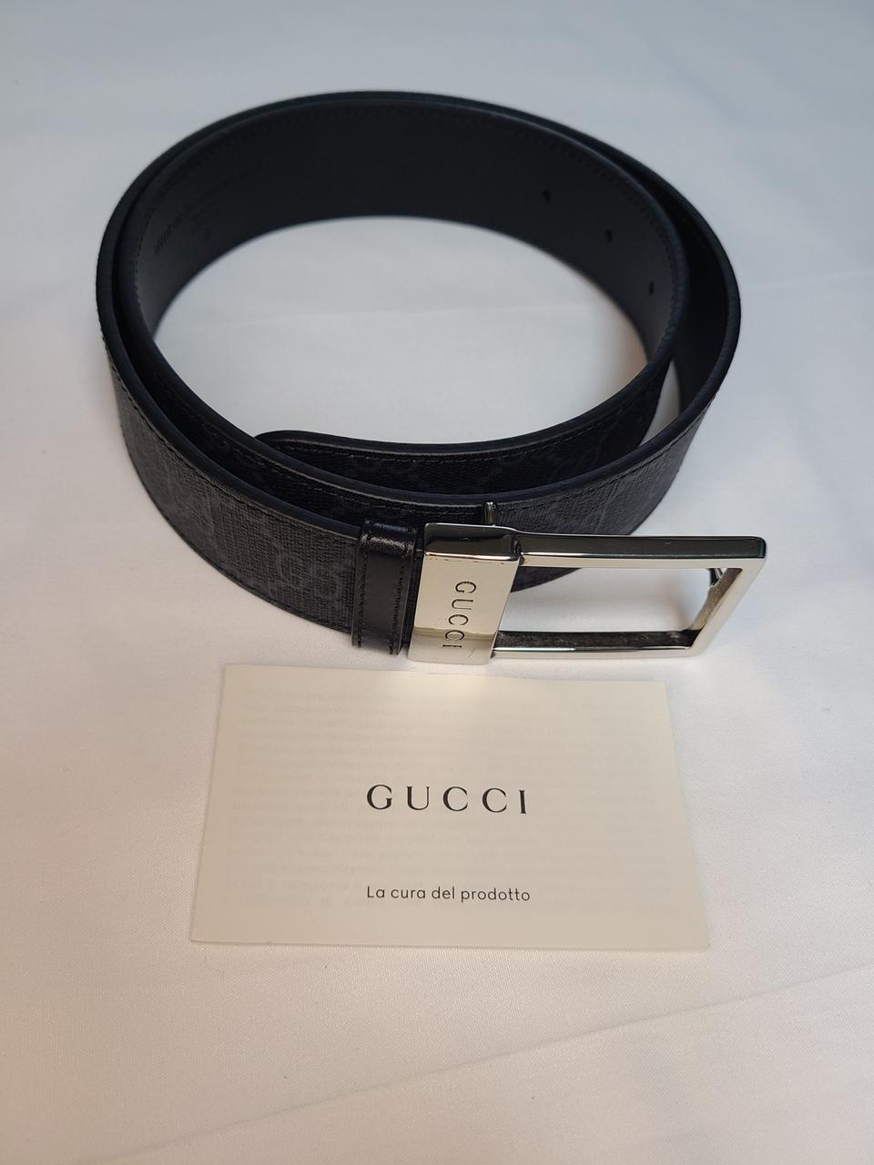 구찌 GG 벨트 직사각형 버클 블랙 GG 슈프림