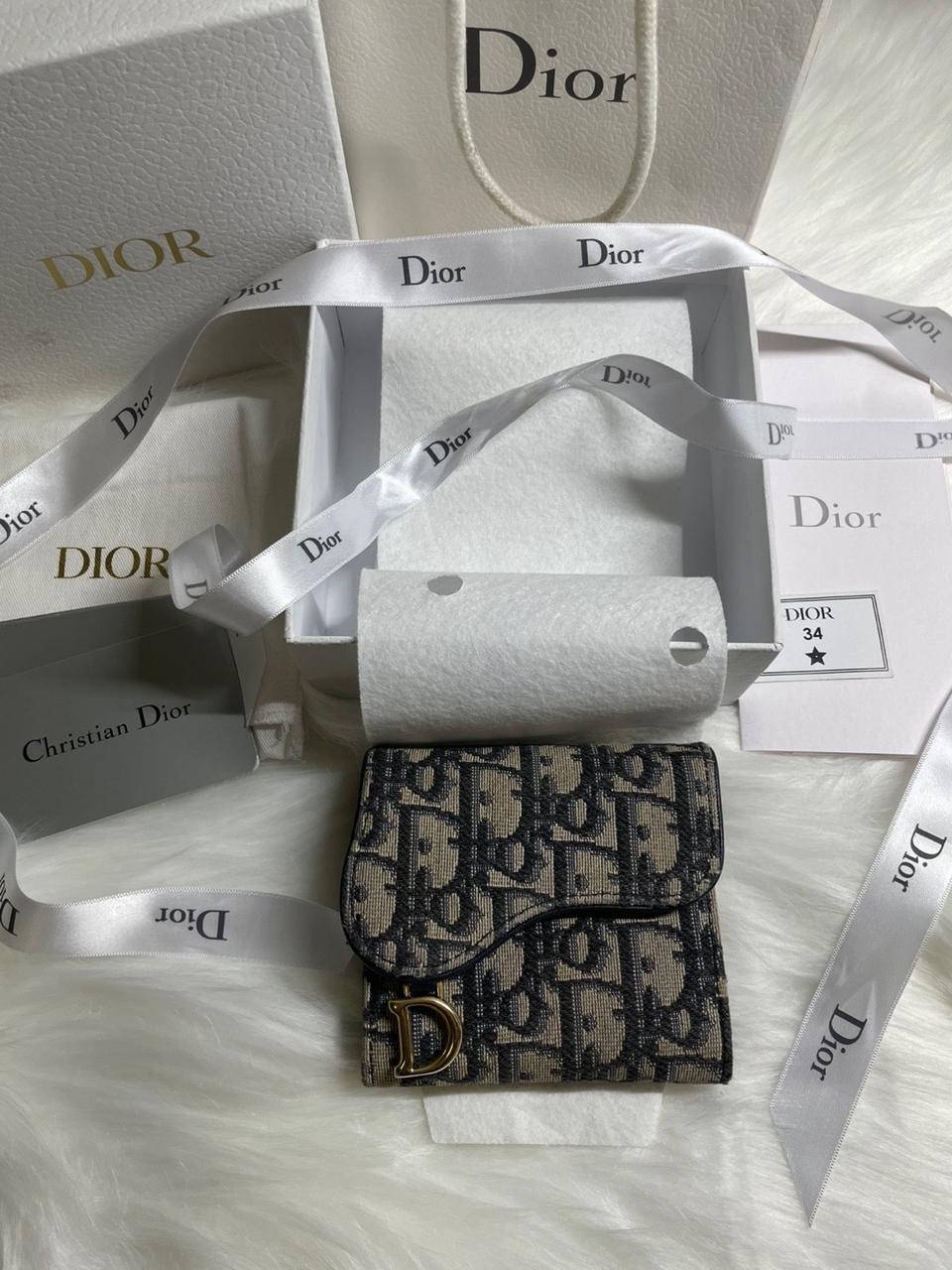 (정품)디올 오블리크 새들 여성반지갑 베이지 풀구성