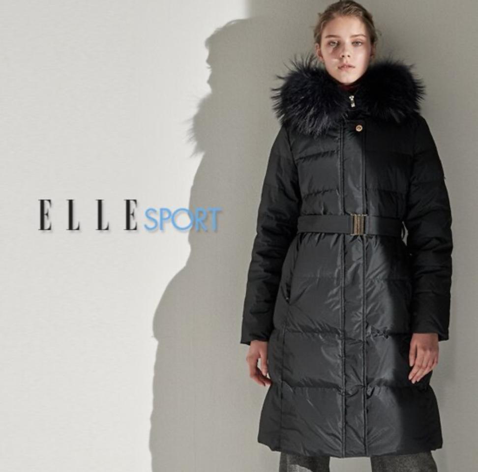 엘르스포츠 여성 라쿤퍼 헤비 구스다운 코트(90/거의새것)