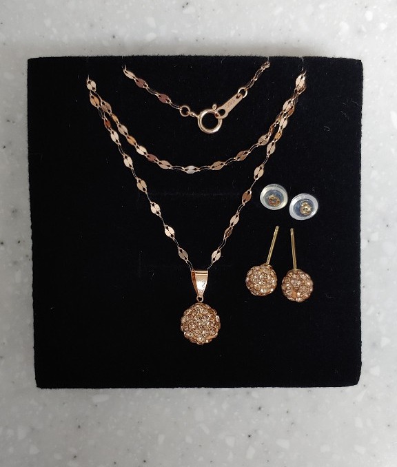 14k 목걸이,귀걸이 세트 로즈골드 새제품