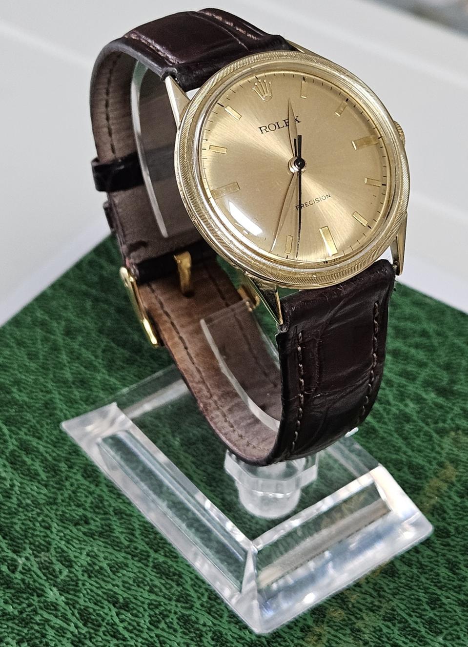 빈티지 로렉스 프리시젼 18K 통금 수동태엽식 가죽시계/SWISS