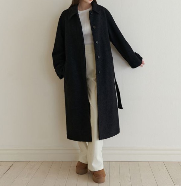 goldfish 스탠칼라 모 울 롱 트렌치 재킷 싱글 자켓 맥 코트 패션
