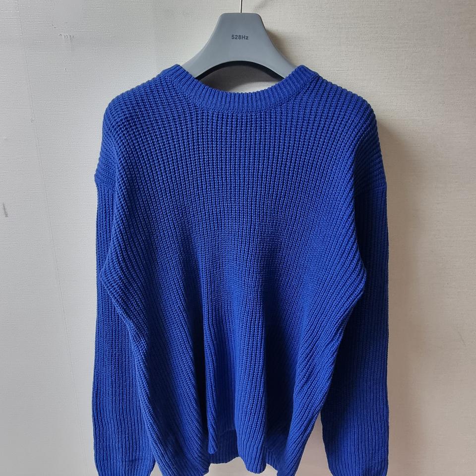 새상품 / 하찌그물짜임 블루 남성 라운드 긴팔 스웨터