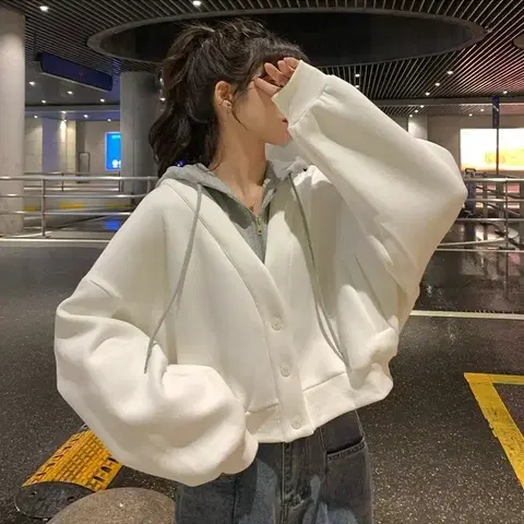 레이어드 후드 가디건