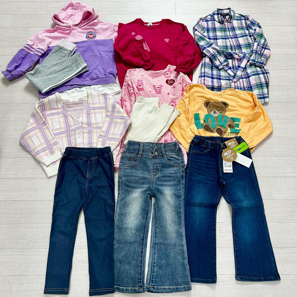 여아 120 가을옷 11벌 긴팔 원페스 상하복 청바지 가디건