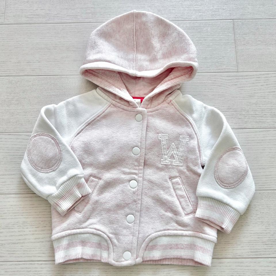 여아 4-6M H&M 야구 점퍼 후디 가디건 핑크 베이비