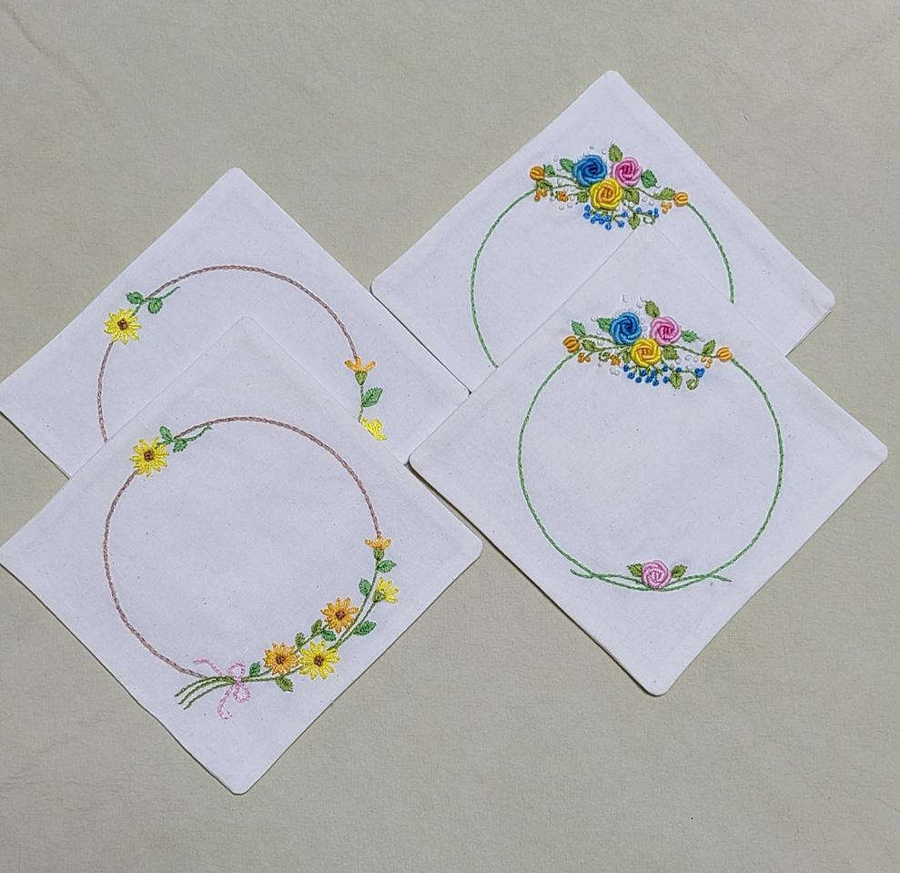 프랑스자수 티코스터 (컵받침)