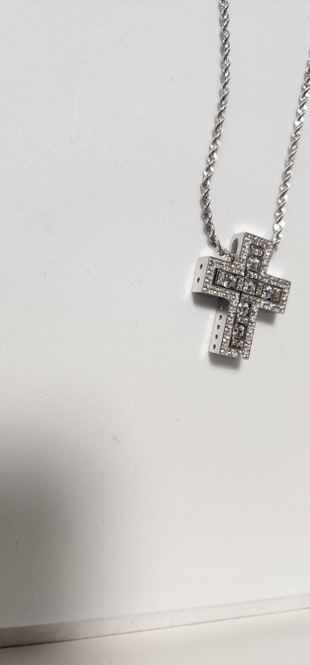 18k 화이트골드 십자가 라지사이즈 목걸이