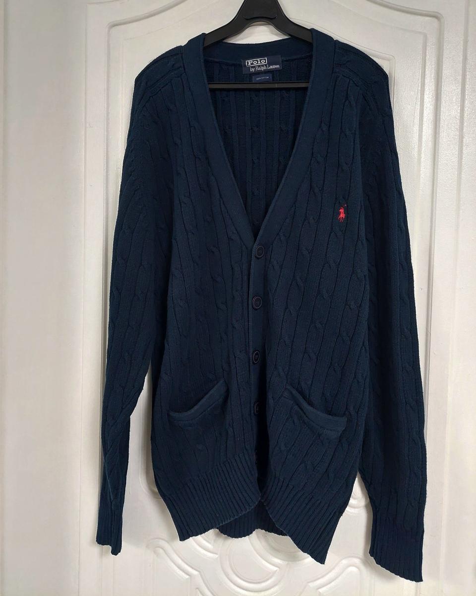 폴로랄프로렌 사이즈큼 가디관 꽈배기 니트